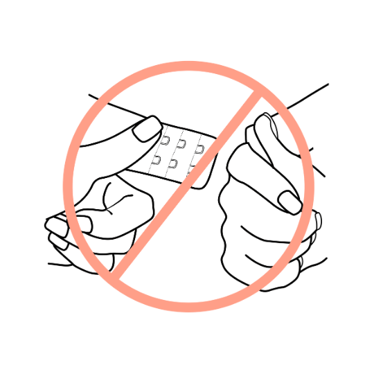 Icon of hands fastening a bra with a stop symbol