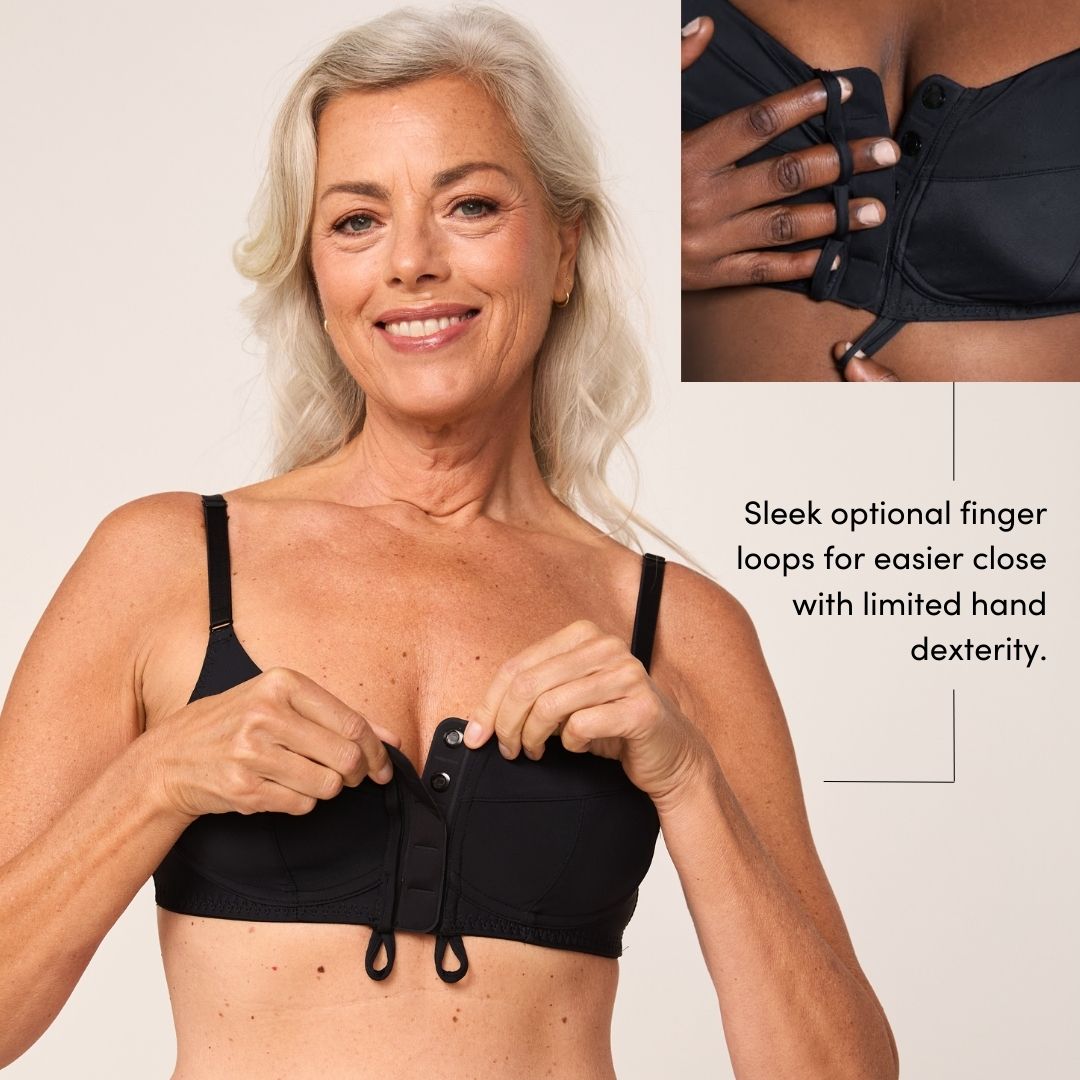 adaptive easy-on grip loop bra for older women