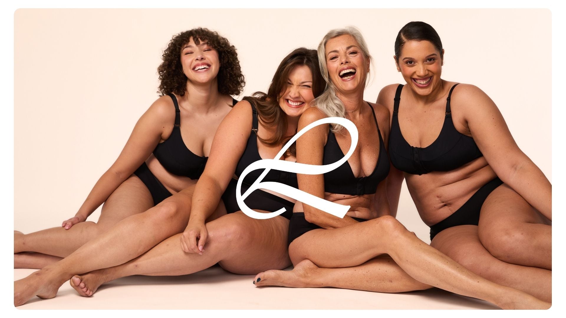 Group of women smiling and laughing wearing front-closure easy-on bras for people with arthritis, disabilities, and the elderly