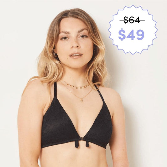 The Convertible Plunge Bralette in Black (Front - Close Bra) - Liberare