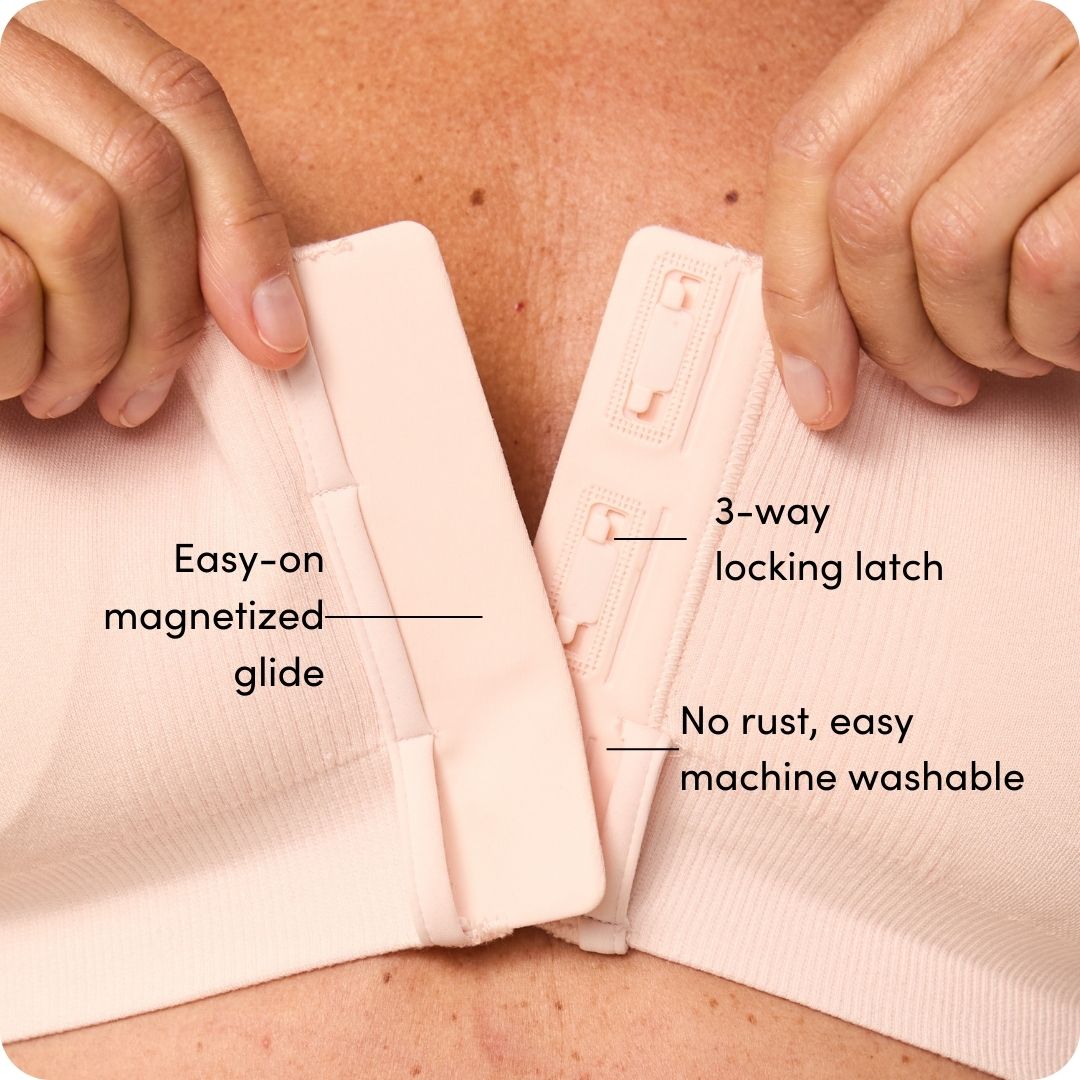 Diagram of our front closure on our adaptive bras for older women